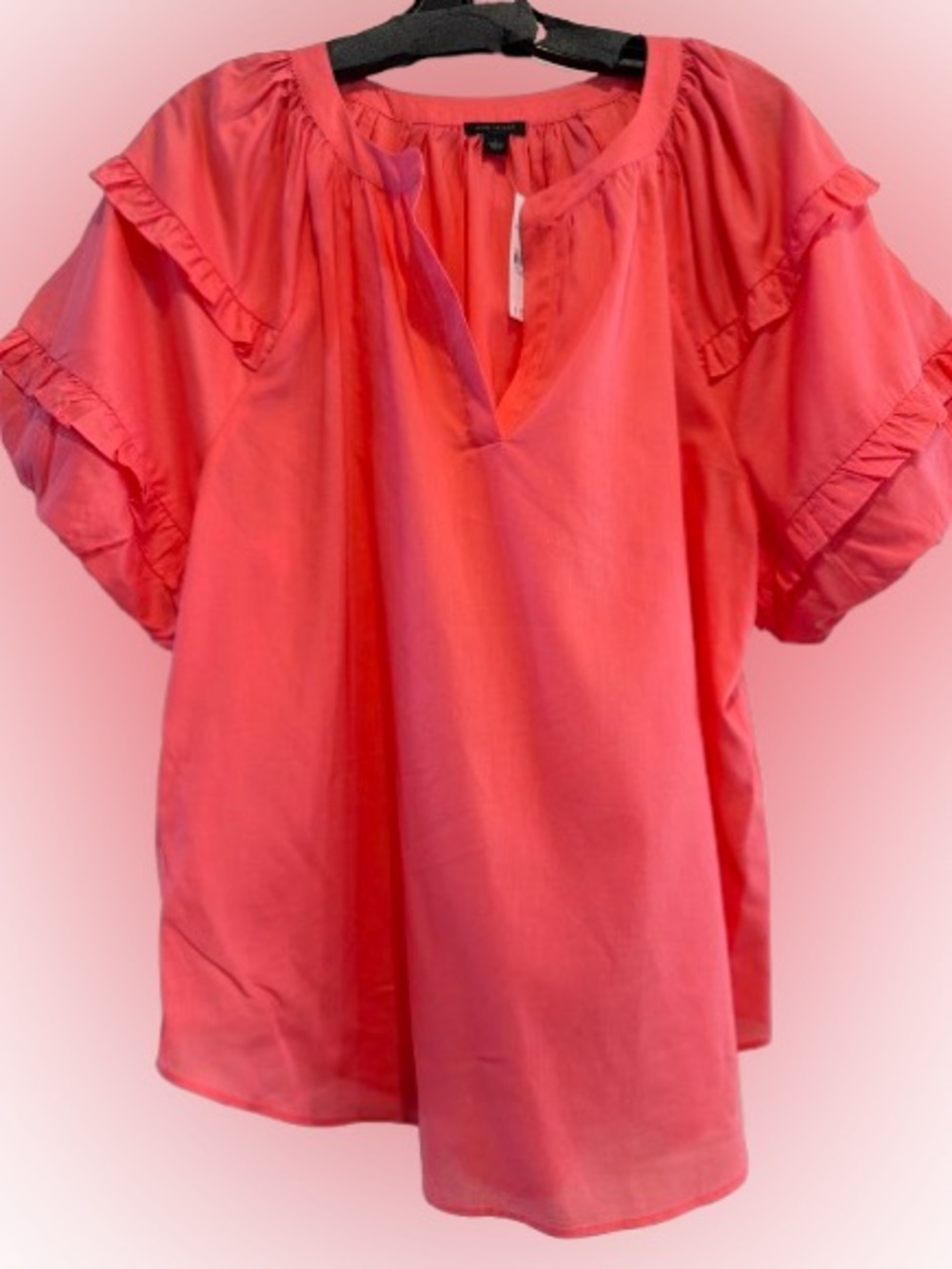 Ann Taylor Coral Ruffle Sleeve 
 Blouse